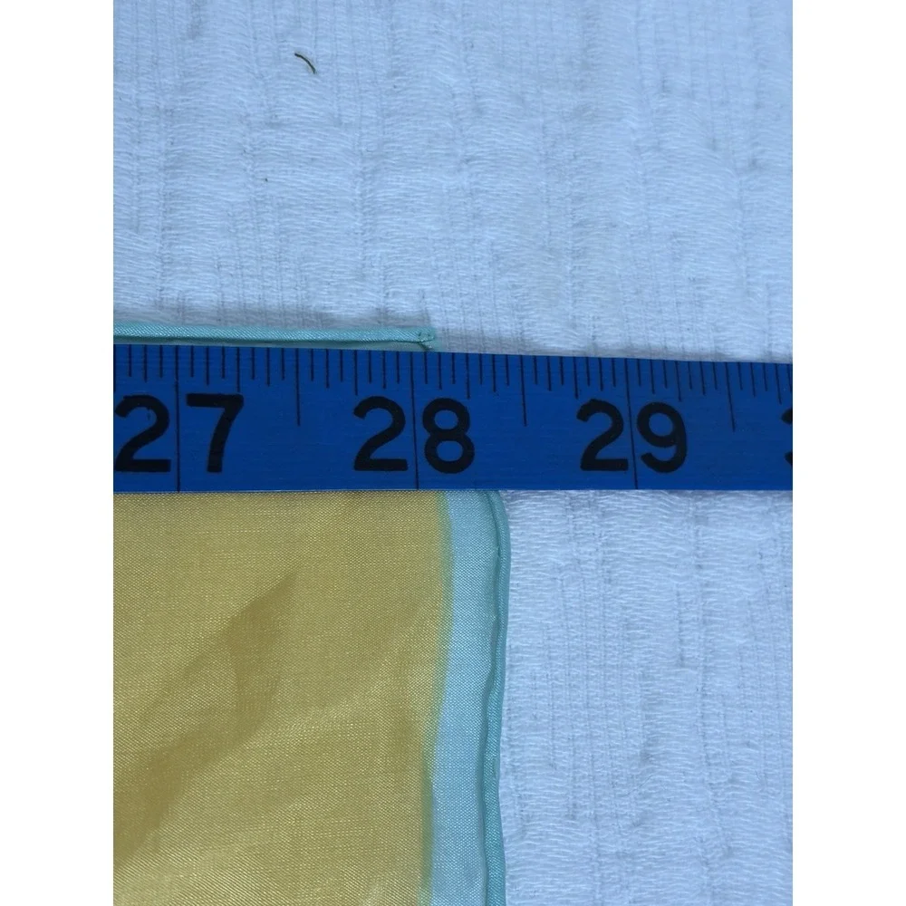 Vtg Happiness Pure Silk Large Square Geometric Pastel & Yellow Scarf Wrap 29x28